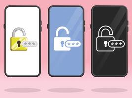 Smartphone Lock Open Password Input Box vector