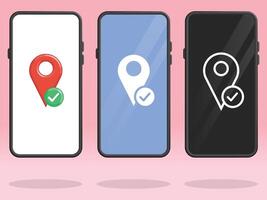 Smartphone Map Pin Check V Mark vector
