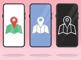 Smartphone Map Location Pin Folded Blank Paper vector