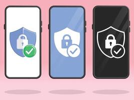 Smartphone Lock Shield Check Mark Approved vector