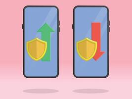 Smartphone Shield Up Down Arrow Security vector
