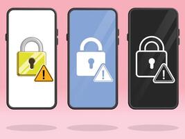 Smartphone Lock Triangle Security Breach Warning vector