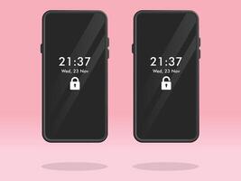 Smartphone Lock Screen Padlock with Date Clock vector