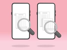 Smartphone Magnifier Invoice Auditing Entries Expenses vector