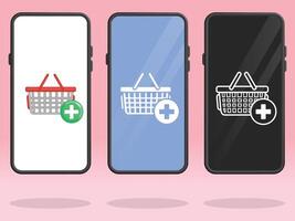 Smartphone Shopping Basket Plus Additional Items vector