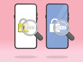Smartphone Magnifier Lock Password Check Spying vector