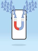 Smartphone Magnet Attracting Users Customers Buyers vector