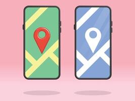 Smartphone Map Full Screen Destination Pin vector