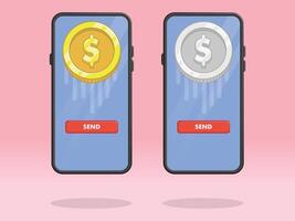 Smartphone Online Banking Sending Money Button vector