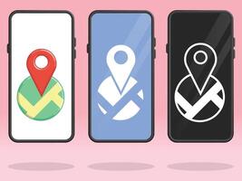 Smartphone Map Pin with Location Inset vector