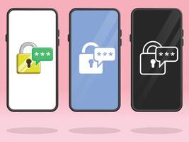 Smartphone Lock Asking Password Chat Bubble vector
