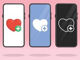 Smartphone Heart Plus Game Asset Health vector