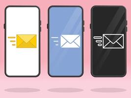Smartphone Email Sent Envelope Moving Quickly vector