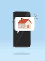 Smartphone House Push Notification Property Listings vector