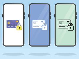 Smartphone Credit Card Front Lock Security vector