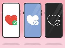 Smartphone Heart Check Game Upgrade Completed vector