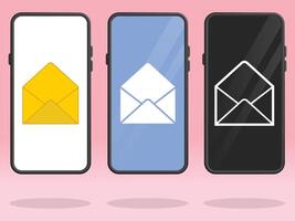 Smartphone Email Read Opened Envelop Symbols vector