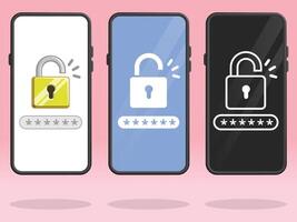 Smartphone Lock Screen Opened Password Entered vector