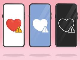 Smartphone Heart Triangle Health Warning Notice vector