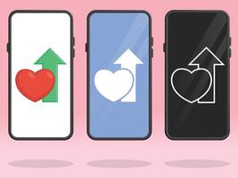 Smartphone Heart Arrow Up Game Upgrade vector