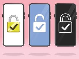 Smartphone Lock Open Check Mark Keyhole vector