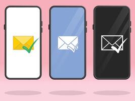 Smartphone Email Check Mark Complete Envelope vector
