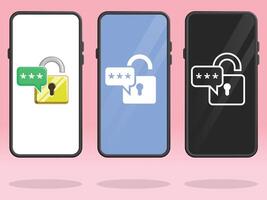 Smartphone Lock Open Password Chat Message vector