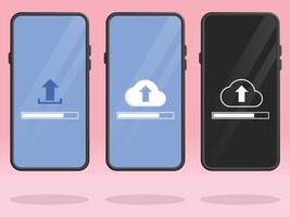 Smartphone Cloud Upload Progress Bar on Screen vector