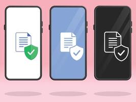 Smartphone File Shield Check Mark Protection vector