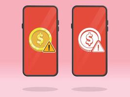 Smartphone Coin Triangle Caution Danger Warning vector