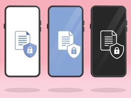 Smartphone File Shield Lock Protected Encryption vector