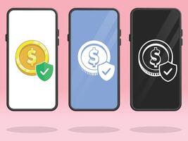 Smartphone Coin Shield Secure Transaction Protection vector