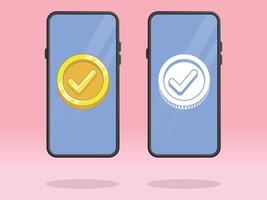 Smartphone Coin Check Mark Completed Symbol vector