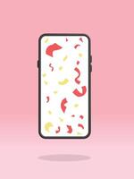 Smartphone Confetti Inside Screen Congratulation Party vector