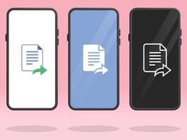 Smartphone File Forwarded Document Symbol Silhouettes vector
