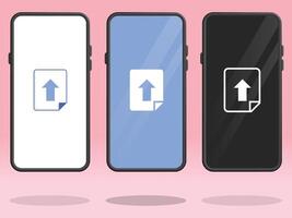 Smartphone File Upload Document Symbols Silhouette vector