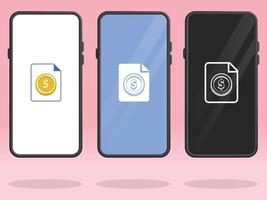 Smartphone File Coin Document Financial Report vector