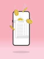Smartphone Invoice Coins Falling from Above vector