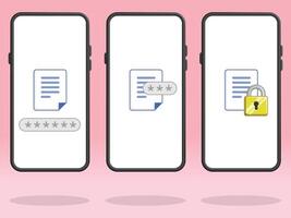 Smartphone File Locked Password Secured on Screen vector