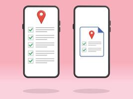 Smartphone Checklist Map Pin Location Document vector