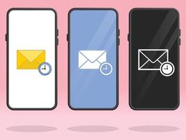 Smartphone Email Clock Symbol Timed Mail vector