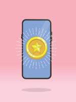 Smartphone Coin Star Shining Game Achievement vector
