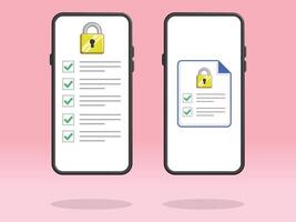Smartphone Checklist Lock Security Encryption Recommendations vector