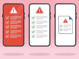 Smartphone Checklist Triangle Red Warning File vector