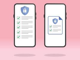 Smartphone Checklist Shield Lock Security File vector