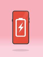 Smartphone Battery Empty Screen Charger Plugged vector