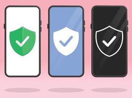 Smartphone Check Mark Secure Protection Shield vector