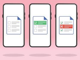 Smartphone Checklist File Highlighted Tick Box vector