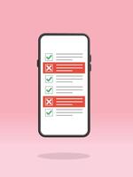 Smartphone Checklist Highlighted Crossed Failed Tasks vector