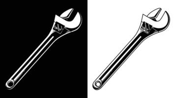 Silhouette Wrench Adjustable Head Auto Spanner vector